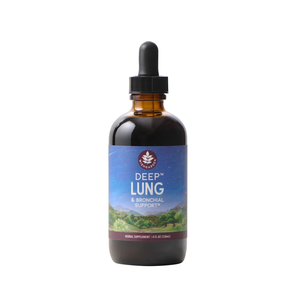 WishGarden Herbs Deep Lung & Bronchial Support - Naturlig Lung Support og Lung Cleanse for Rygere med Mullein Leaf, Understøtter Lung Sundhed og Lung Detox, Promoes Lung Strength, 4oz