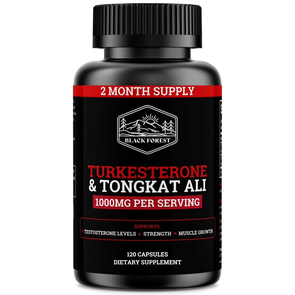 Black Forest Turkesterone Tongkat Ali Supplement 1000mg per servering (Max Renhed 95%) Turkesterone Supplement for mænd (Tongkat Ali for mænd Longjack 200: 1) Svarende til Tongkat Ali Fadogia Agrestis