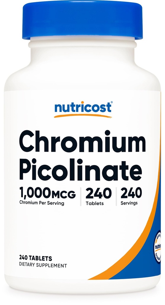 Nutricost Chrom 1000mcg, 240 tabletter - Gluten Free, Non- GMO