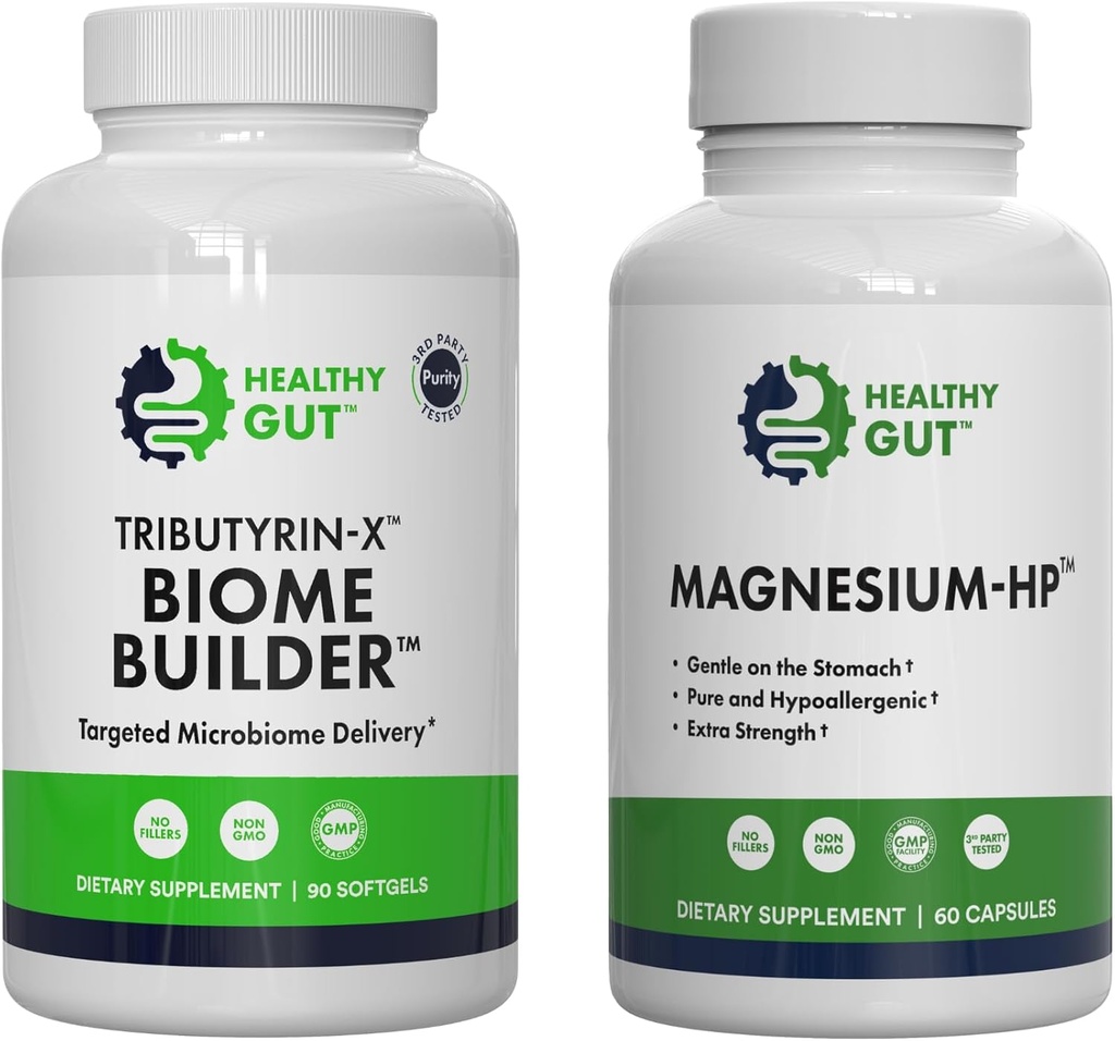 Sund Gut Tributyrin- X Biome Builder, 90 Softgel, og Magnesium-HP, 60 Kapsler