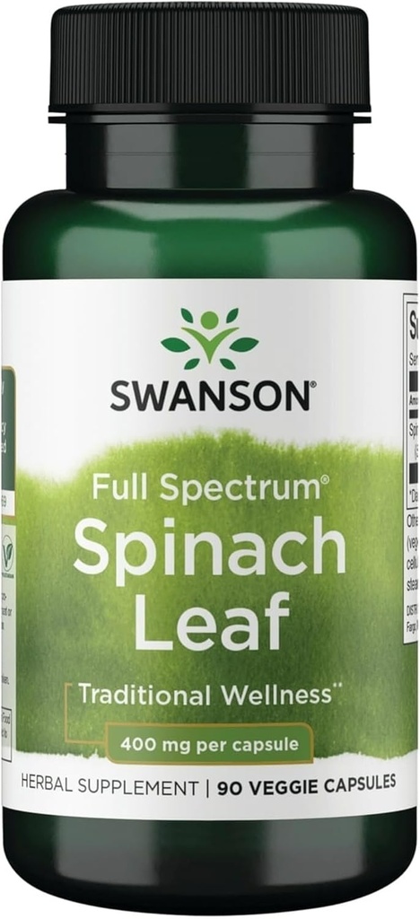 Swanson Fuld Spectrum Spinat Leaf 400 Milligram 90 Veg kapsler
