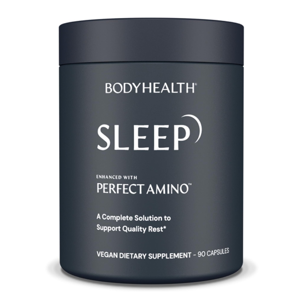 BodyHealth Søvn, sovestøtte og supplement til voksne med 3 mg melatonin, non- Habit Forming Pills Forbedret med PerfectAmino - 90 kapsler