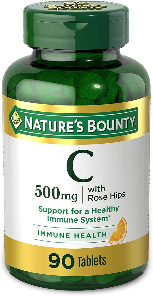 Naturens Bounty C-vitamin, Støtte til et sundt immunsystem, 500 mg C-vitamin med Rosehips, 90 tyggetabletter