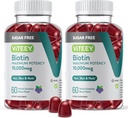 Viteey Biotin Gummies for Hår, Hud og Nails 10,000mcg - Sukker fri - Hårvækst Gummies, sund hud glød, stærk sund nail vækst - Vegan, Gluten fri, Gelatine fri- Tasty Berry Flavor