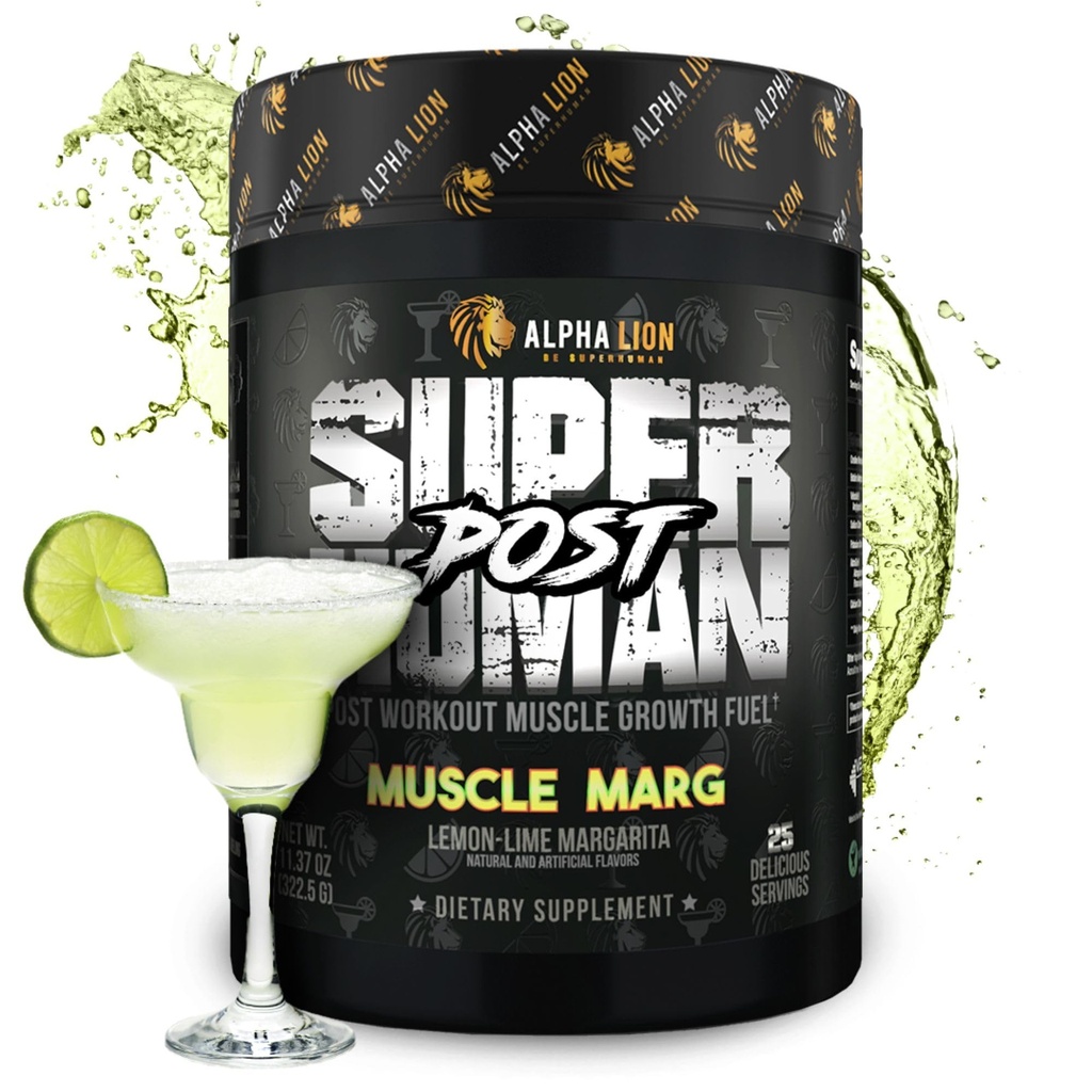 Alpha Lion Superhuman Post Workout Powder, Muscle Builder Drink, Creatinine Monohydrat + mere for Lean Muscle Growth, Strength & Volume, Supplement for kvinder & mænd (25 Servere, Muscle Marg)