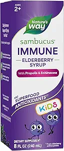 Nature 's Way Sambucus Elderberry Immunsyrup for børn i alderen 2 +, med Echinacea & Propolis, immunstøtte Syrup *, Vegetar, Berry Flavored, 8 Fl Oz