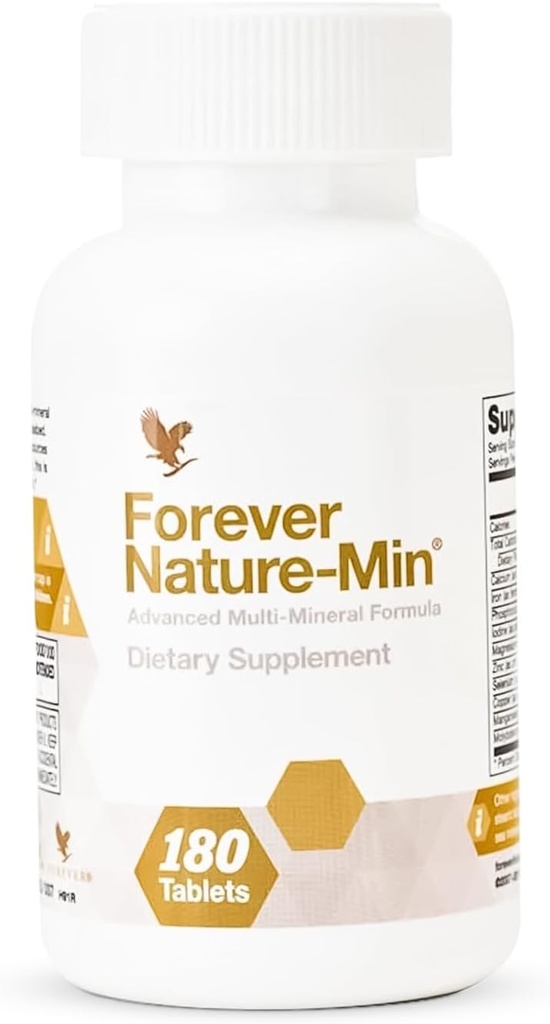 Forever Living - Forever Nature- Min ®: Premium Multi- Mineral Blend - Understøtter muskler, hjerne & hydrering - 10 Essential & Trace Minerals - 180 tabletter
