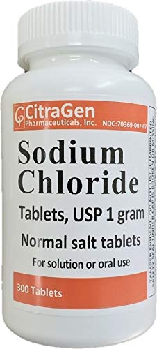Natriumchlorid tabletter 1 gm, USP normale salttabletter - 300 tabletter (1 pakke med 300 tabletter) af CitraGen Pharmaceuticals, Inc.