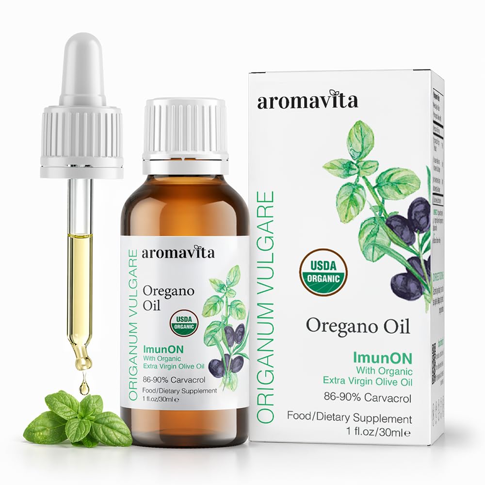 Imunon Organic Greek Oregano Oil Drops - Ekstra styrke 86- 90% Carvacrol - Kraftfuld immun- og fordøjelsesstøtte - 200 Servere - 100% Pure, Vegan, Non- GMO, Gluten- Free - 1 fl oz (30 ml)