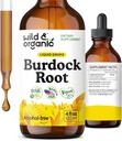 Wild & Organic Burdock Root Tinktur - Flydende supplement til antioxidant, Detox, fordøjelsesstøtte - Burdock Root Herb Drops - Vegan, Sukker & Alkohol- Free - 4 fl oz