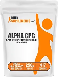 BulkSupplements.com Alpha GPC Powder - Cholin Supplements, Alpha GPC 300mg - Unflavored & Gluten Free, 600mg per Serving, 250g (8,8 oz) (Pakning med 1)