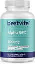 BESTVITE Alpha GPC Choline 600mg Per Serving (120 Veggie Capsules) - No Stearates - Vegan - Non GMO - Gluten Free