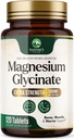 Magnesium Glycinat 500mg - Chelated for Ultra Absorption - Understøtter ben, muskel, nerver og hjerte sundhed, Nature 's Sleep Support, Bedste Magnesium supplement piller til hele kroppen støtte - 120 tabletter