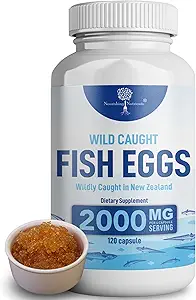 Wild fanget fisk æg 2.000mg - Omega 3 tillæg for øje, hjerne sundhed, understøtter immunitet, knogler og tænder, Mood Support med Omega 3-6-9 Fish Egg Kapsler