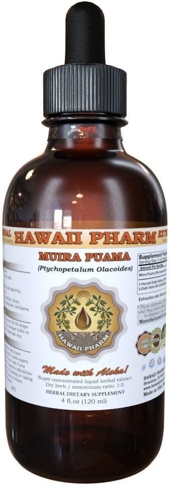 Hawaii iPharm Muira Puama Liquid Extract, Organic Muira Puama (Ptychopetalum Olacoides) Tinktur Supplement 2 oz