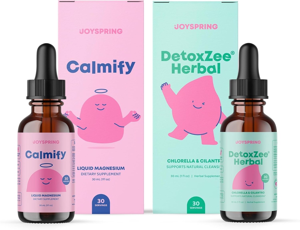 JoySpring Magnesium Citrate Flydende & Magnesium Glycinat og Herbal Detox og Rengøring til børn