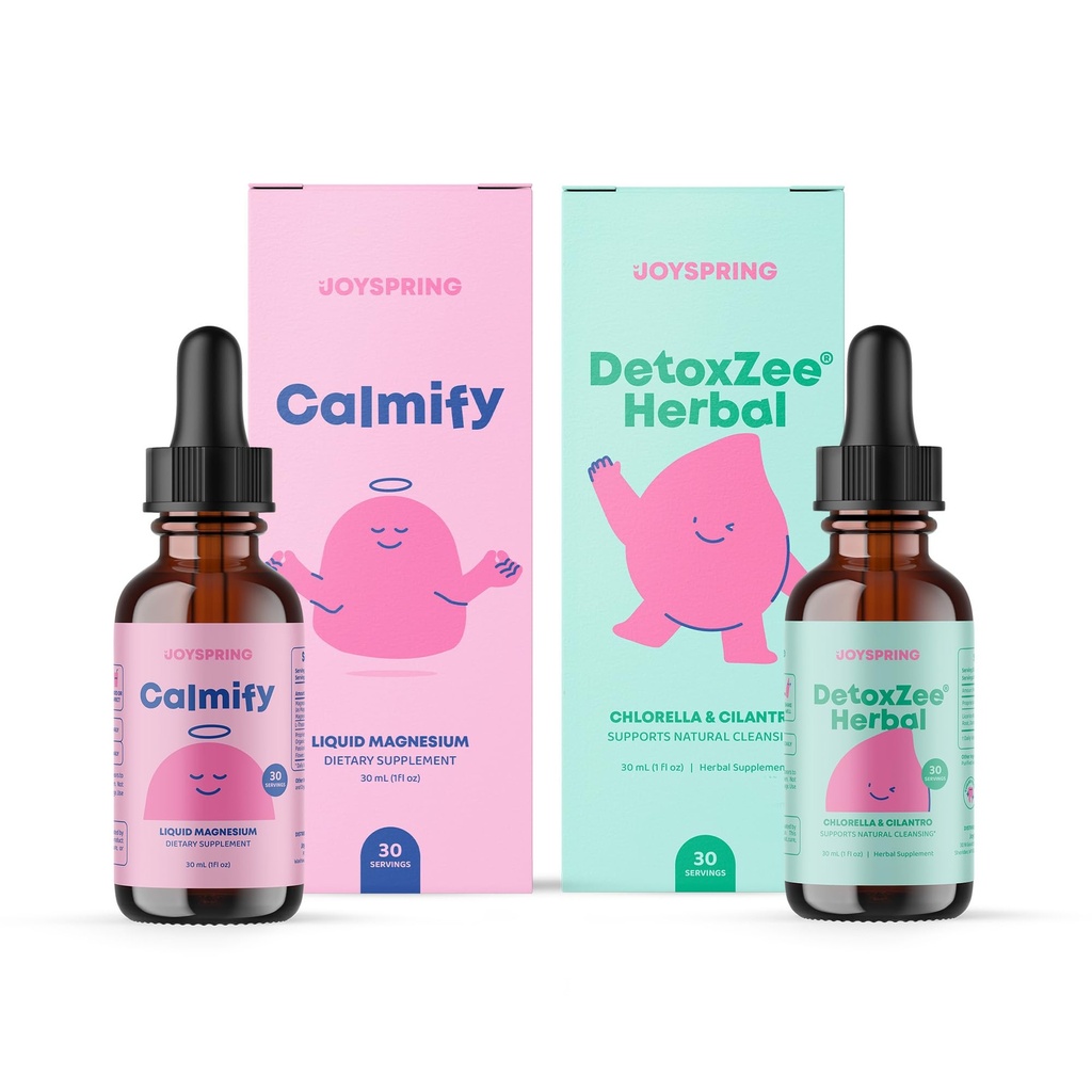 JoySpring Magnesium Citrate Flydende & Magnesium Glycinat og Herbal Detox og Rengøring til børn