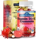 D3 K2 Vitamin 10000 IE, Sugar Free Vitamin D3 K2 Gummies w. Pro & Pre, Chewable Vitamin D3 og K2 (MK- 7) Kosttilskud til ben, tænder, immunforsvar, hjerte & synonym sundhed, kalciumabsorption Plant- baseret