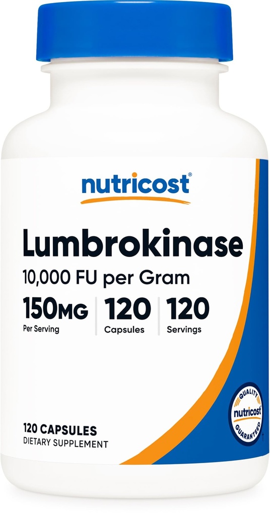 Nutricost Lumbrokinase Capsules 150 mg (120 kapsler) - Gluten- Free, Vegan, GMO- Free