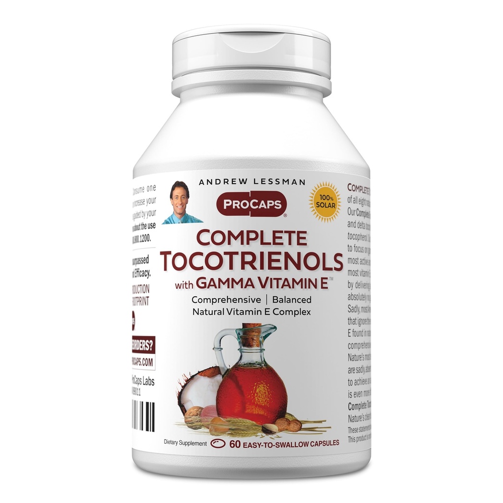 ANDREW LSSMAN Complete Tocotrienols med Gamma Vitamin E 60 Softels - Otte former for E-vitamin (Alpha, Beta, Gamma, Delta Tocopherols og Tocotrienols). Kraftig antioxidant. Ingen tilsætningsstoffer