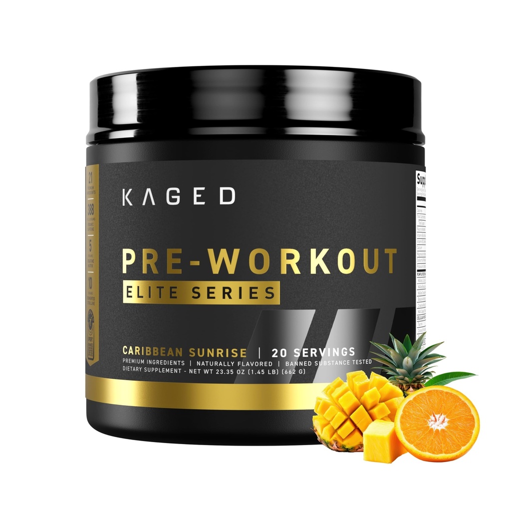 Cated Pre Workout Powder Pre- Workout Elite til mænd og kvinder Høj Stimulant for energi, Fokus, Pumper L- Citrullin, Beta Alanine, Creatin & 388mg Organic Coffein Caribbean Sunrise Serveringer