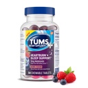 TUMS Heartburn Plus Sleep Support Chewable Kosttilskud Tablets for Occasional Heartburn Relief Plus Sleep Support, Berry Fusion - 54 Greve