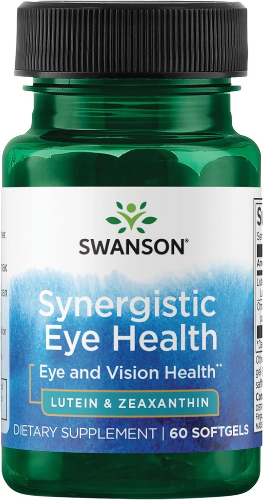 Swanson Lutein & Zeaxanthin Synergistic Eye Health Vision Retina Macula Supplement (Lutein 20 mg & OmniXan Zeaxanthin 2 mg) 60 Softgels Sgels