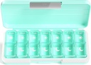 Zoksi Am Pm Pill Organizer 7 Dag, Ugentlig Pill Box 2 gange om dagen, Medicin Pill Organizer med separat kompartment, Rejse Pill sag Dispenser Portable for Vitaminer, Fish Oliils, Medicines (Green)
