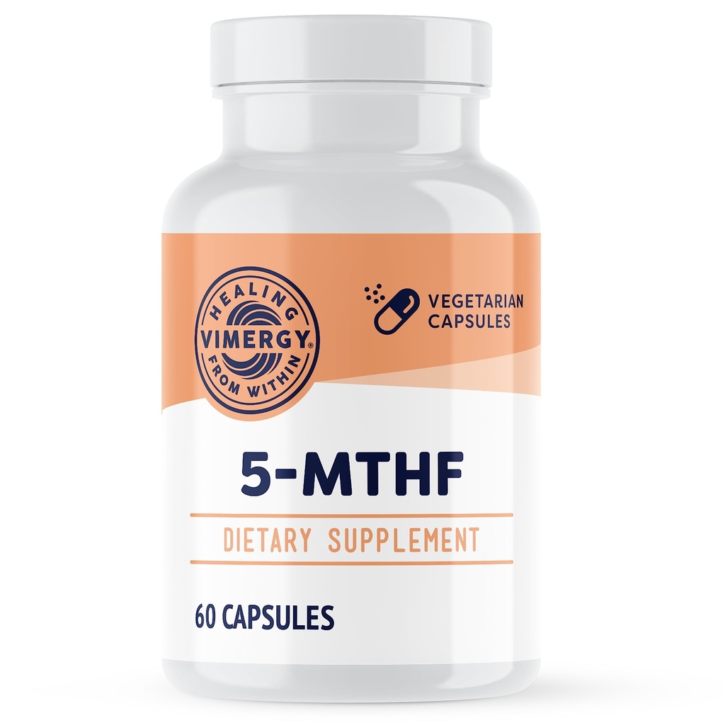 Vimergy 5- MTHF kapsler - 60 Servering (1 Capsule / Serving) 8500mcg L- Methylfolate Glucosamin og 500 mcg vitamin B12 Supplement - Biotilgængelig Folate Supplement for kvinder og mænd Vegan 5 mthf (60 ct)