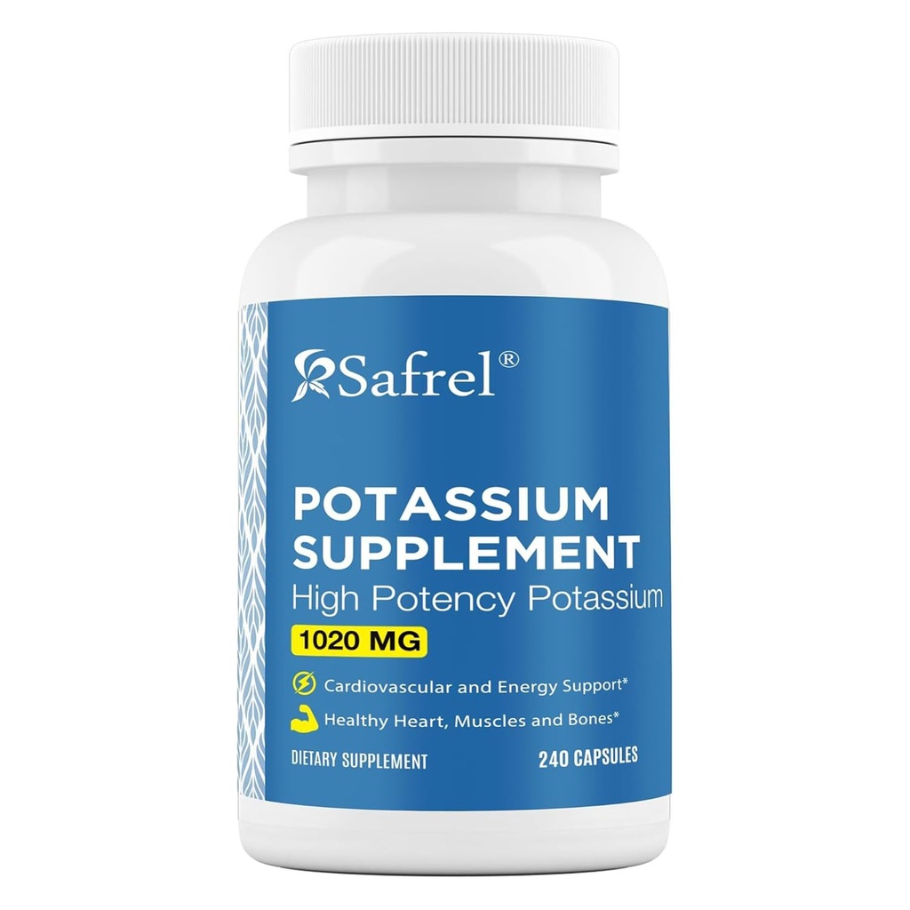 Safrel Kalium Supplement, 1020 mg, 120 Servering, 240 Vegetære kapsler, Non- GMO, Gluten Free, Made in USA