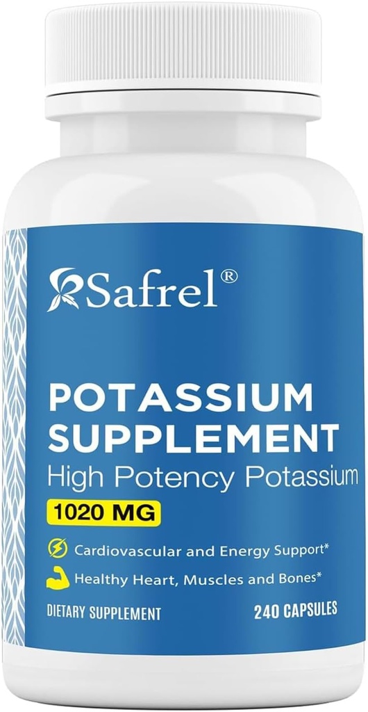 Safrel Kalium Supplement, 1020 mg, 120 Servering, 240 Vegetære kapsler, Non- GMO, Gluten Free, Made in USA
