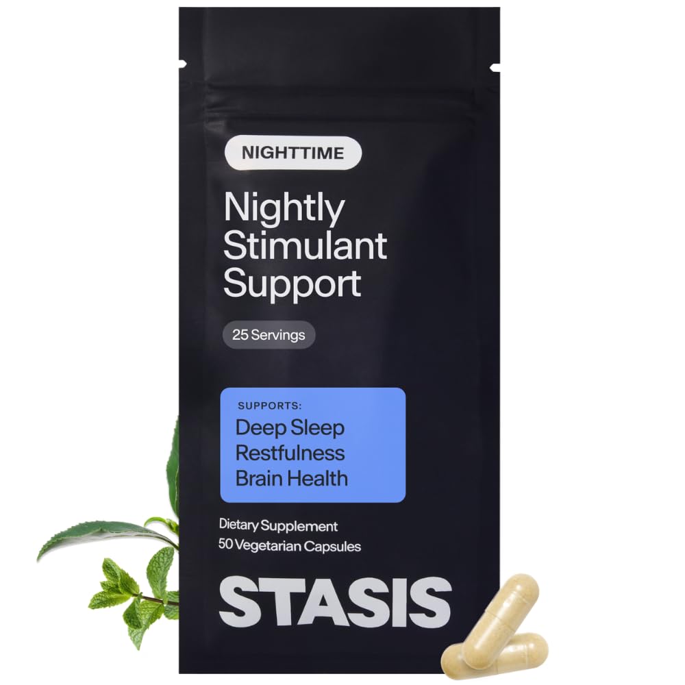 Stasis Nighttime - Rolig og søvn kapsler til par med Stimulant - Skullcap, Magnolia Bark, Magnesium til søvn, og Astaxanthin Kosttilskud til afslapning og Mood Support - 25 Serveringer