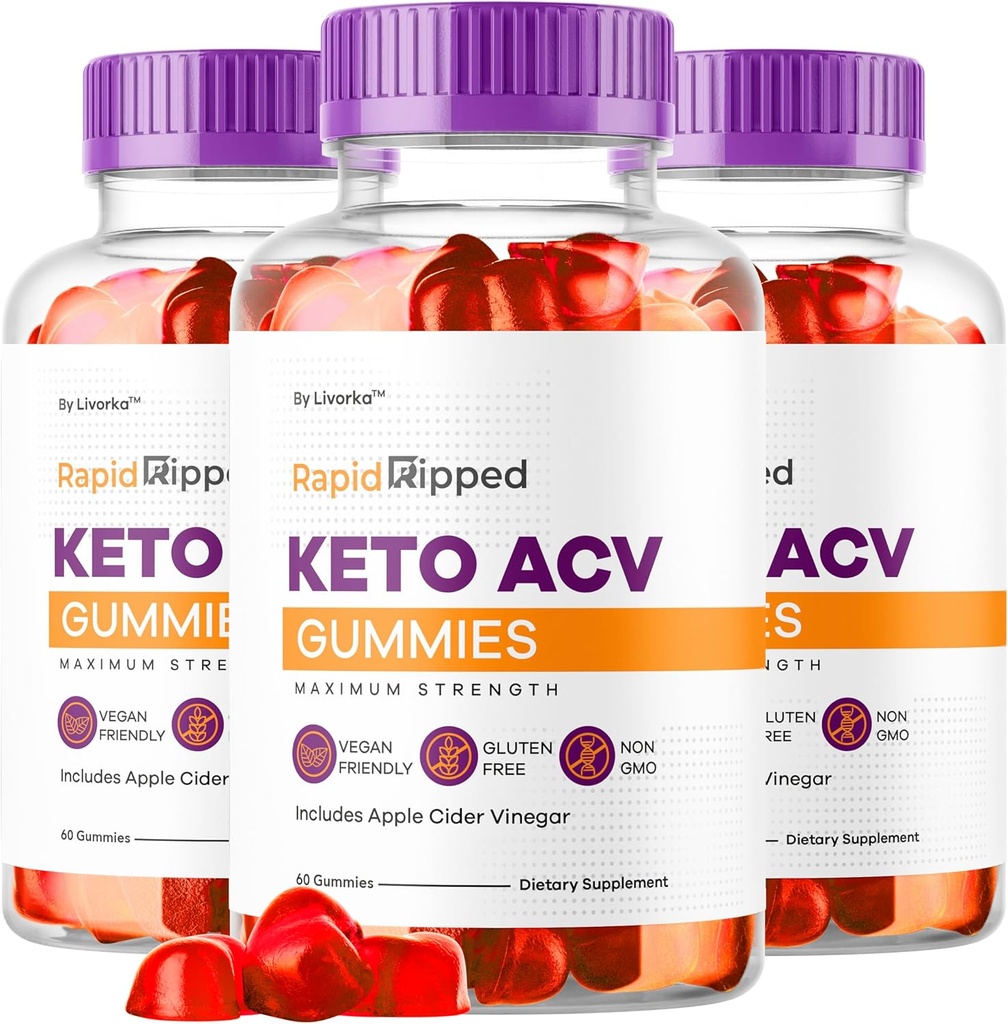 (3 Pack) Rapid Ripped Keto ACV Gummies Advanced Formel 1050MG, RapidRipped Keto Apple Cider Vinarea Gummie, RapidRippedKeto og ACV Gummys Support, 180 Gummies for 3 Måneder