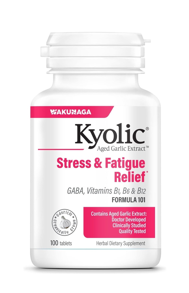 Kyolsk aged hvidløg Extract Formel 101, Stress og Træthed Relief, 100 tabletter.