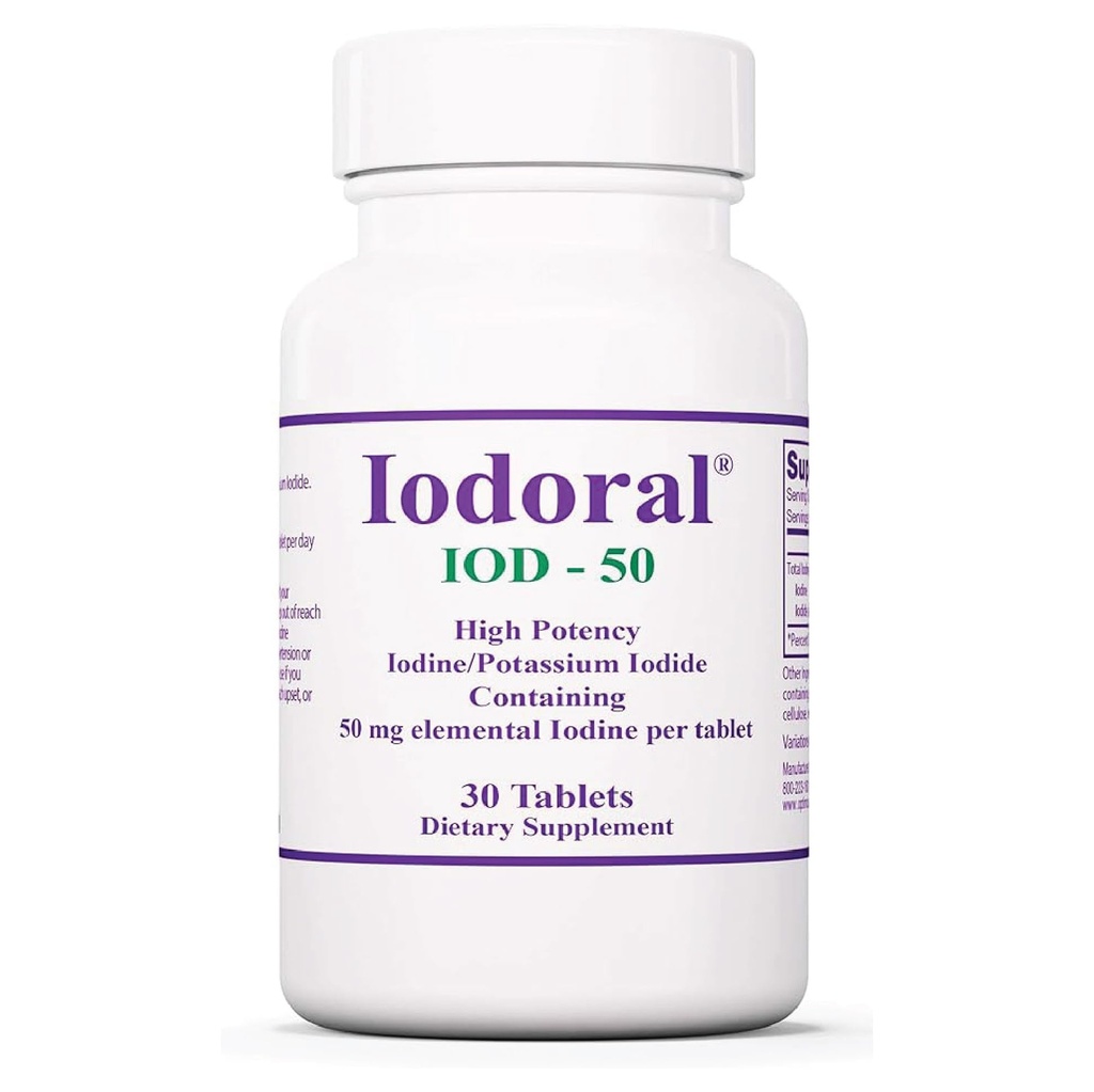 Optimox Iodoral 50 mg tillæg - Kalium Iodide tabletter, thyreoideatilskud, daglige vitaminer og mineraler, Lugol 's Jod Solution - 30 Greve.