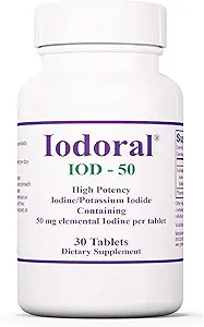 Optimox Iodoral 50 mg tillæg - Kalium Iodide tabletter, thyreoideatilskud, daglige vitaminer og mineraler, Lugol 's Jod Solution - 30 Greve.