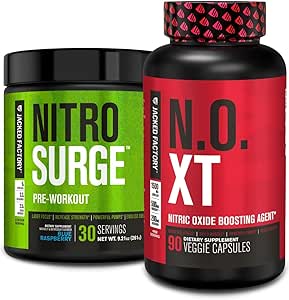 Jacked Factory Nitrobølge Pre- Workout i Blue Raspberry & N.O. XT nitrogenoxid Booster for mænd og kvinder