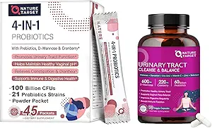 NATUR TARGET Probiotika - for - kvinder Prebiotika - og - probiotika - pulver + probiotika til kvinder Urinvejssundhed