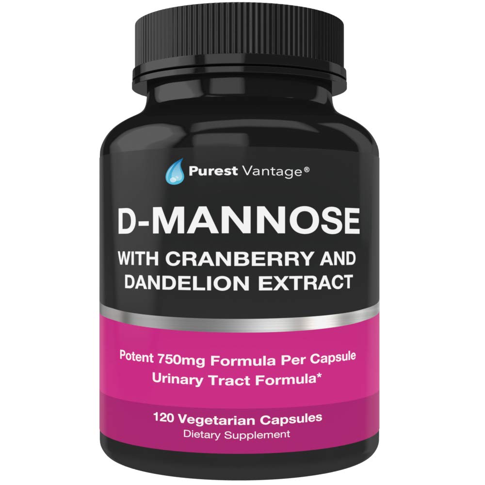 D Mannose Kapsler med 600mg D- Mannose Pulver Per Cap - med Tilføjet Cranberry og Mælkebøtte Uddrag til hjælp i Brege, Urinære Tract og UTI Support - 120 Veggie Caps
