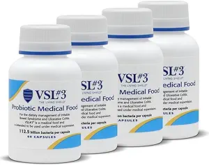 VSL # 3 ® Probiotika til fordøjelsessygdomme, IBS & UC Symptomer - 112.5B CFU 'er, High- Potency, Multi- Strain, Live, Kølemiddel Probiotika, Medical Food for Gut Health Support hos mænd & kvinder, 240 Kapsler