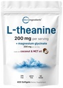 L- Theanin 200mg med Magnesium Glycinat, 400 Coconut MCT Oil Softgels - 124; Afslapning, Focus & Muscle Support Supplement: 124; 2- 1- Aminosyre & Mineral Complex - 124; Dårlig pleje hele dagen & nat