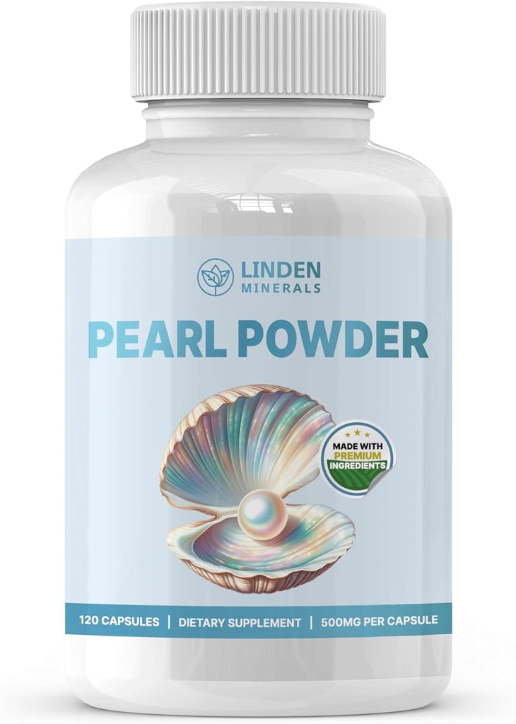 Perle pulver supplement 500mg, 120 kapsler - naturlig kilde til calcium & aminosyrer, Anti- Aging Antioxidanter til hudpleje, Non- GMO