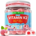 Vitamin K2 Gummies MK- 7 200 mcg & MK-4 500 mcg for kvinder & mænd sukker fri, perfekt 2- IN-1 Fuld Spectrum Vitamin K2 tillæg for ben, Han er ikke, fremmer Calcium Absorption, Brain, tænder, immun, 1Pack