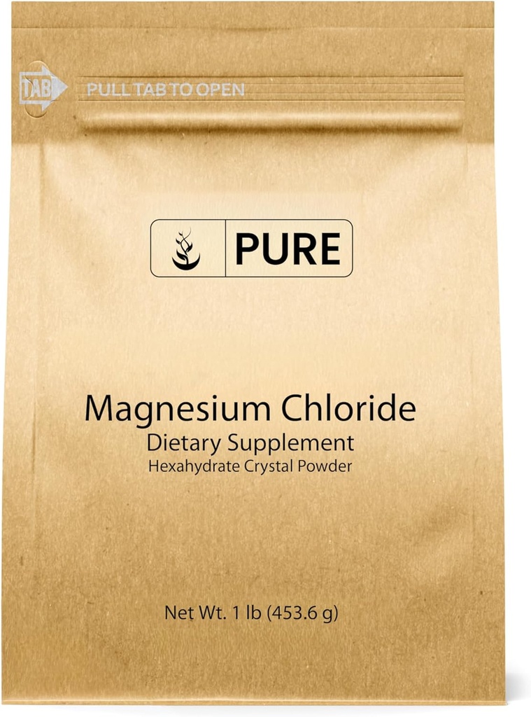 Pure Original Ingredienser Magnesium Chlorid (1 LB), Miljøvenlig Emballage, Crystal Powder, Magnesium Supplement