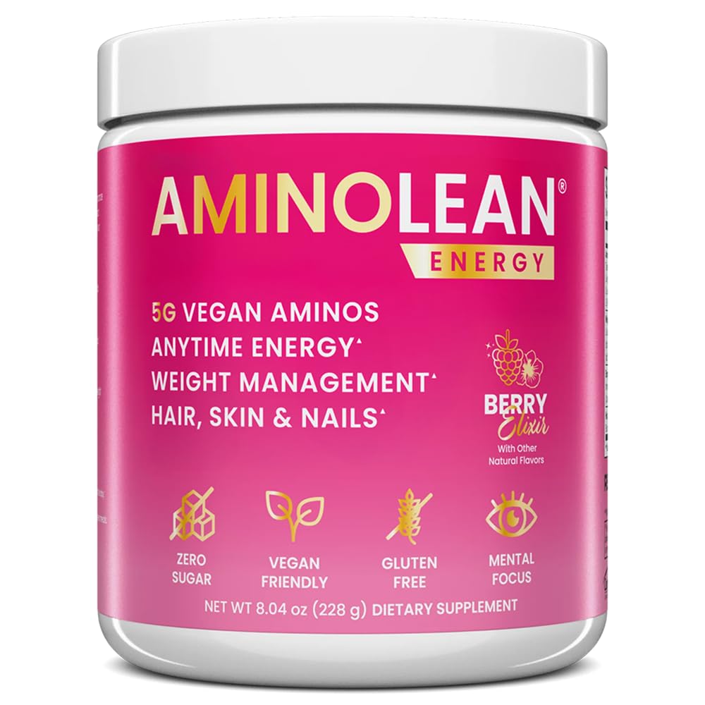 RSP NUTRITION AminoLean Pre Workout, Clean Energy med ingen Jitters, Tingles eller Crash, Vegan Venlig med Tilføjet biotin til hår, hud, negle, Berry Elixir, 30 Servere