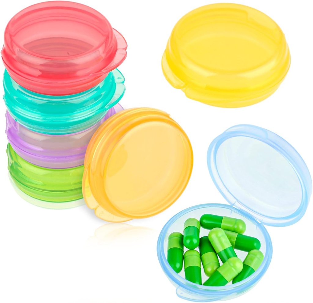 Amabro Lille Pill Organizer Box, 7 PCS Travel Pill Cases Portable Pill Container Daily Mini Pill Case Holder for Pocket Purse Briefcase Pills Medicin Cod Lever Oil Storage Box Earplug Case