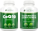 CoQ10 100mg + Økologisk Curcumin 700mg med Bioperine Black Pepper - 120 Softgels & 120 Kapsler - 95% Curcuminoider - Made in USA