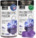 Høj Prebiotic Fiber Gummy for kvinder og mænd 7G, 160 Pcs (2 Pack) - Natural GLP-1 Support - Beet FOS Fiber, Magnesium, Inulin, Probiotic - Gummy Supplement for fordøjelsessygdomme - Sukker fri