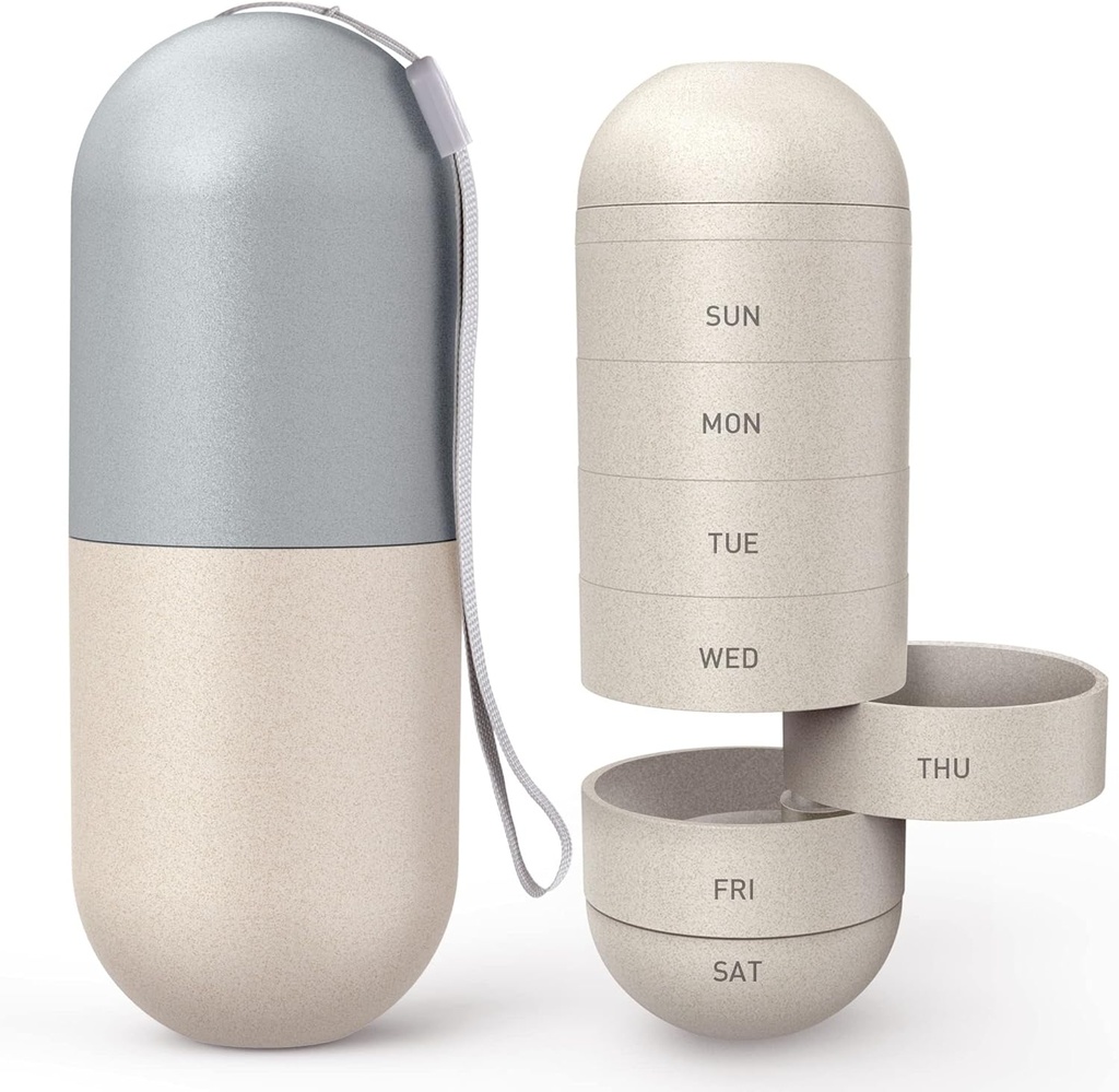 Zannaki Opgradering Stor Segment Grain Fiber Fugt Bevis Cute Weekly Pill Organizer, Laser udskæring markeringer, BPA gratis rejse vandreture 7 dag Pill Box sag til at holde piller, vitaminer, fiskeolie, Kosttilskud