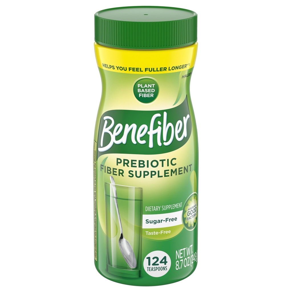 Benefiber Daily Prebiotic Fiber supplement pulver til fordøjelse, Daily Fiber Powder, Unflavored - 62 Serveringer (8.7 Ounces)